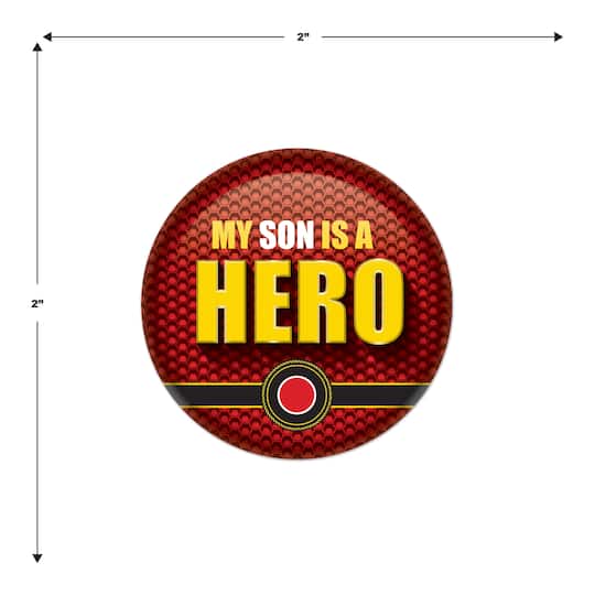 Beistle 2" Red & Yellow My Son Is A Hero Buttons, 6ct.